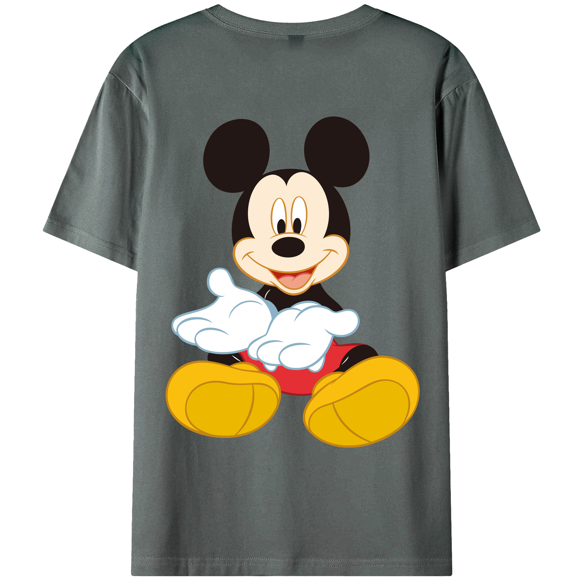 ミッキーマウス Mickey Mouse 綿100％ メンズ半袖Tシャツ（バックプリント） 通気性